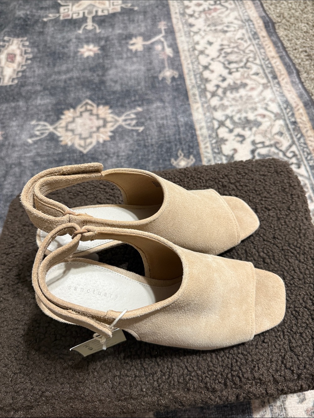 Sanctuary Nude Suede Open-Toe Slingback Heels